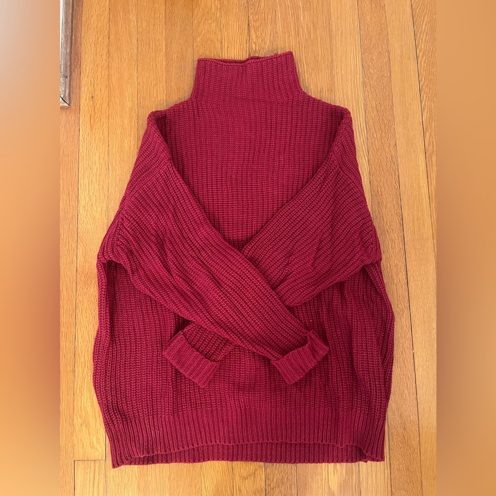 American Eagle oversized red turtle neck sweater